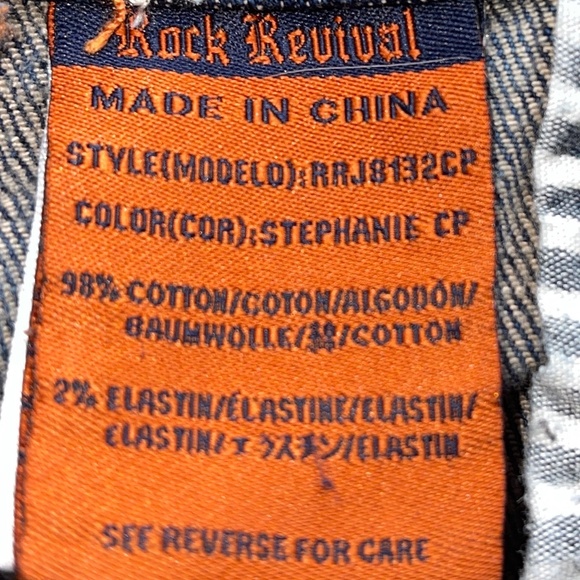 Rock Revival Stephanie Capri Denim Jeans Size 26 Whiskered Distressed Stretch - Picture 7 of 12